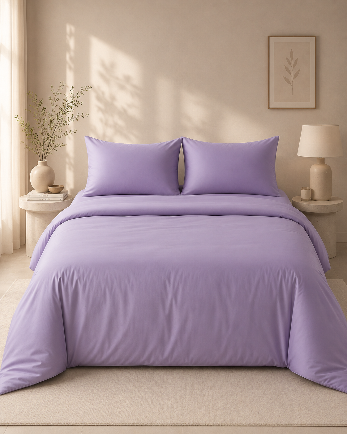 New Lilac Solid Bedsheet – Super King Size | 100% Pure Cotton