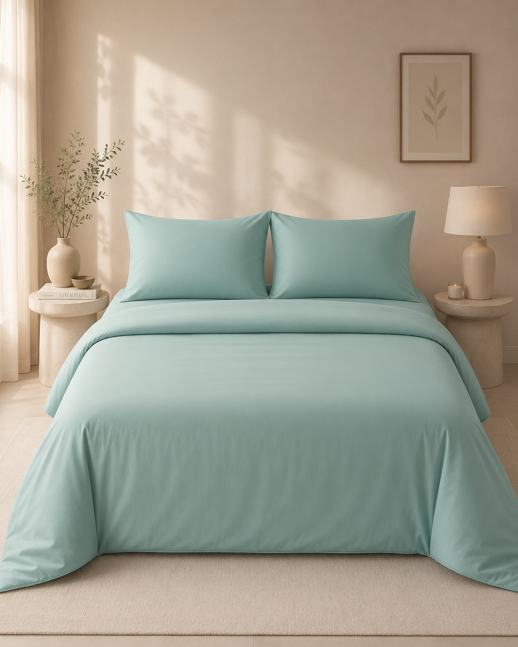Mint Solid Bedsheet – Super King Size | 100% Pure Cotton