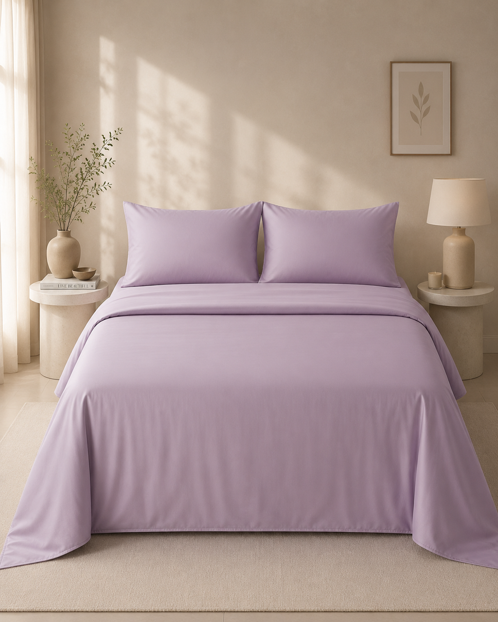 Lilac Solid Bedsheet – Super King Size | 100% Pure Cotton