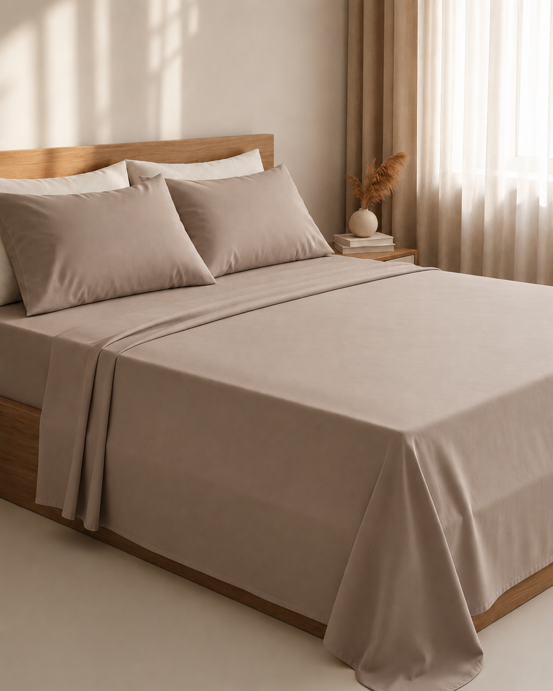 Taupe Solid Bedsheet – Super King Size | 100% Pure Cotton