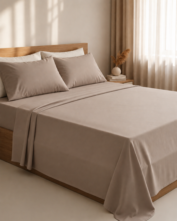 Taupe Solid Bedsheet – Super King Size | 100% Pure Cotton