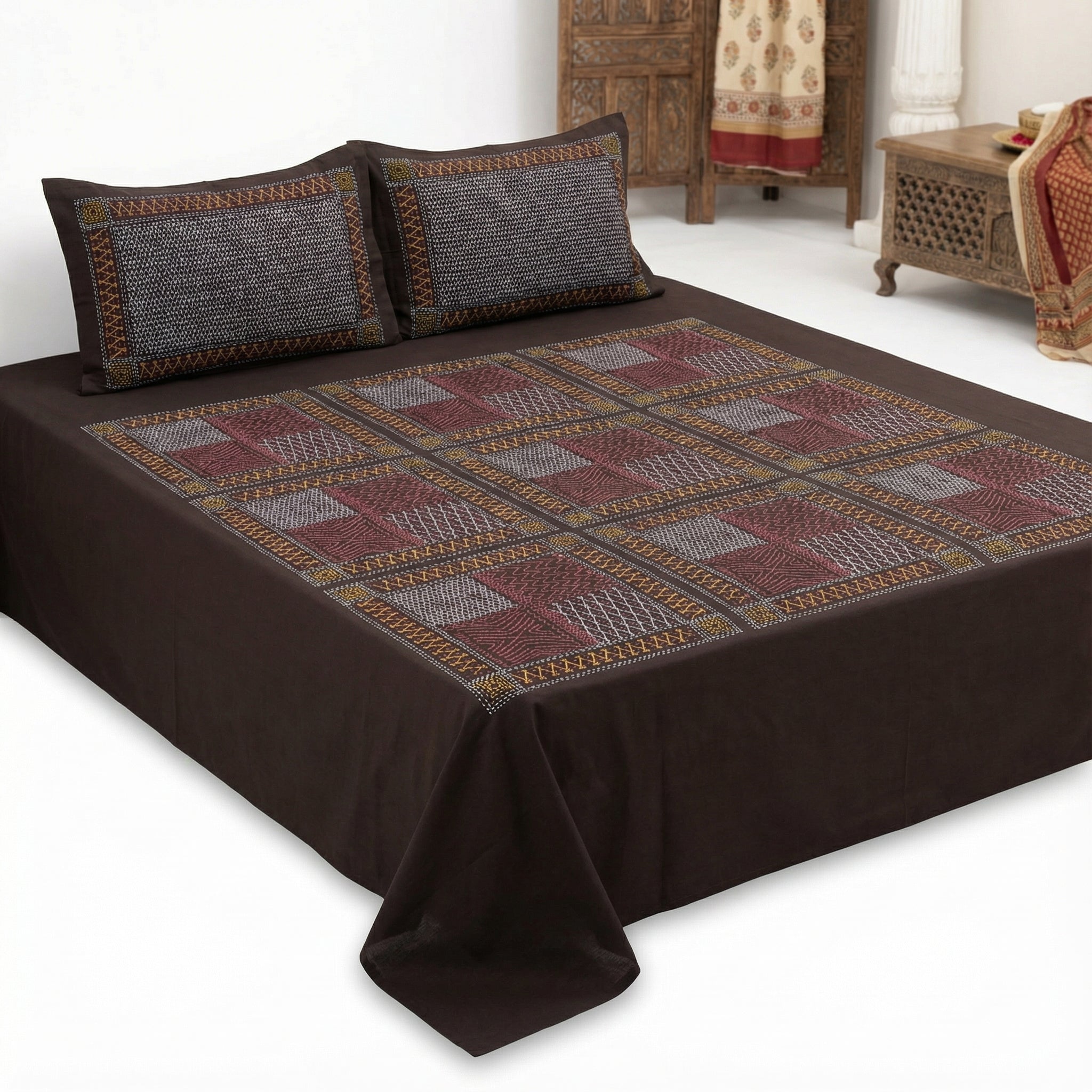 Ethnic Printed Bedsheet - Super King Size  | 100% Pure Cotton 300 TC