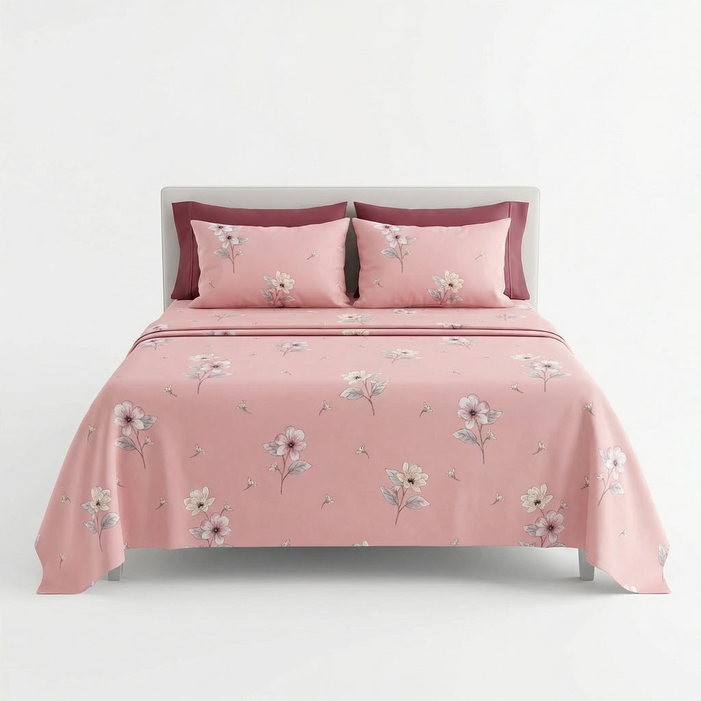 Dsence Elite Floral Bedsheet – Super King Size | 100% Pure Cotton 600 TC