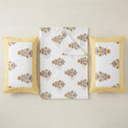 White Floral Ethnic Bedsheet – Super King Size | 100% Pure Cotton