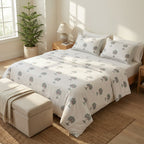 White Pine Tree Design Bedsheet – Super King Size | 100% Pure Cotton