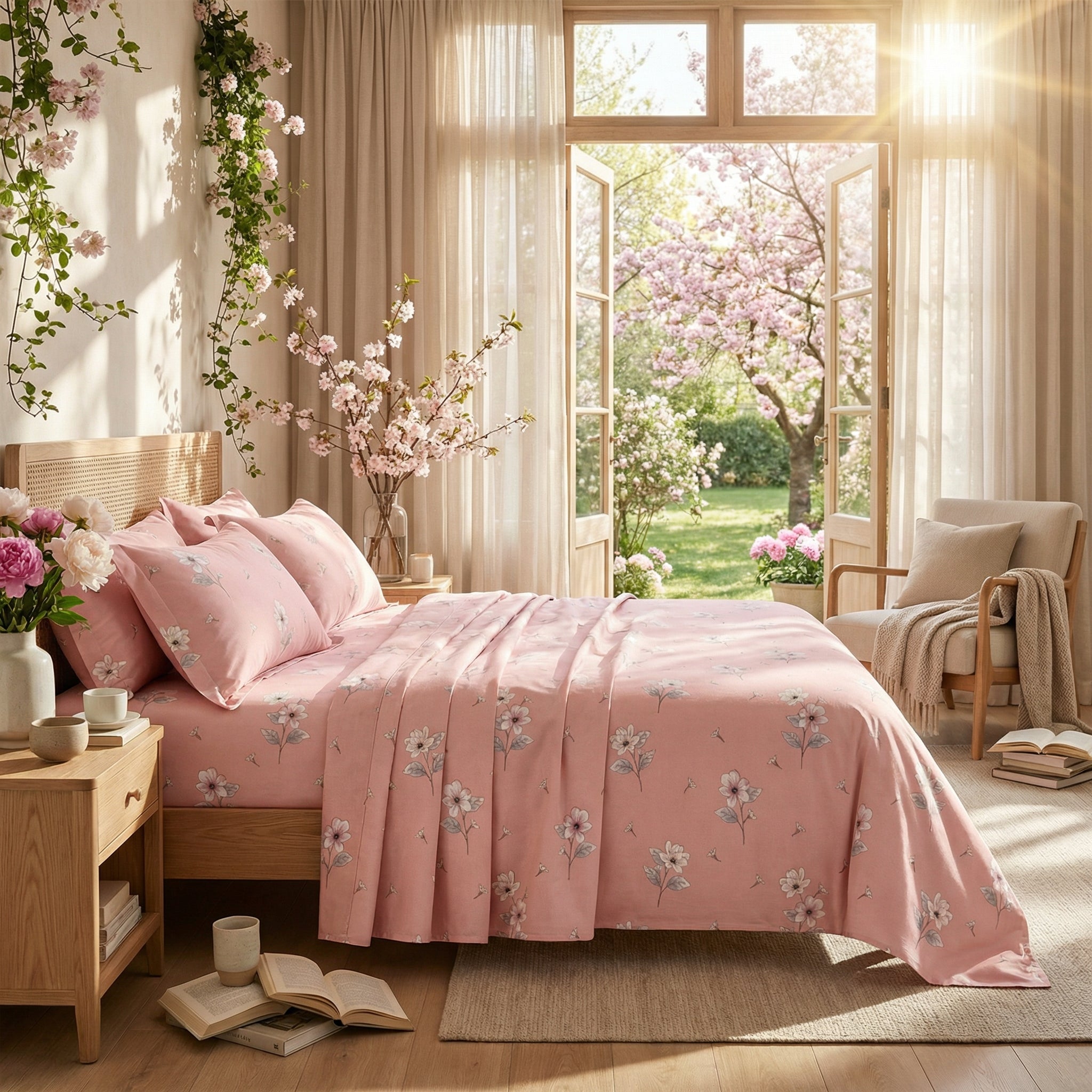 Dsence Elite Floral Bedsheet – Super King Size | 100% Pure Cotton 600 TC