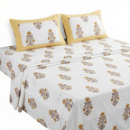 White Floral Ethnic Bedsheet – Super King Size | 100% Pure Cotton