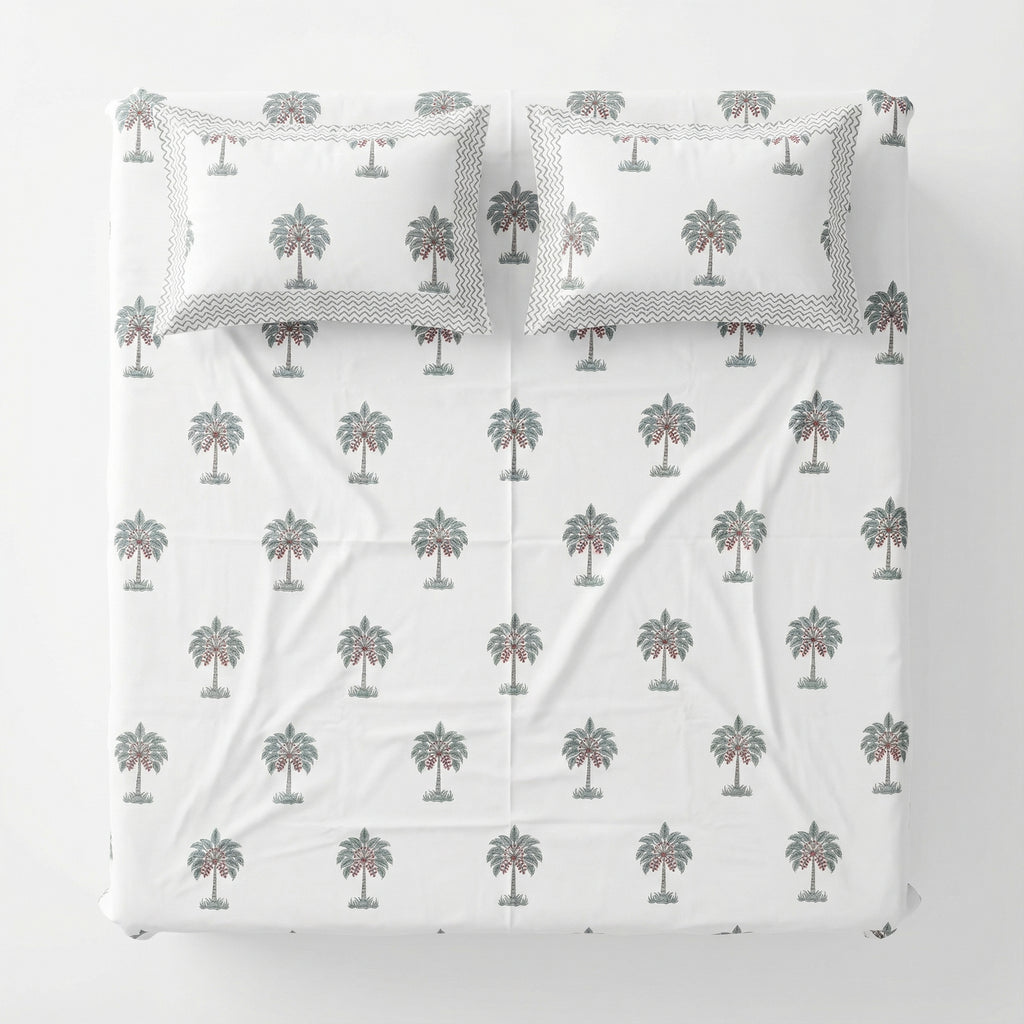 White Pine Tree Design Bedsheet – Super King Size | 100% Pure Cotton