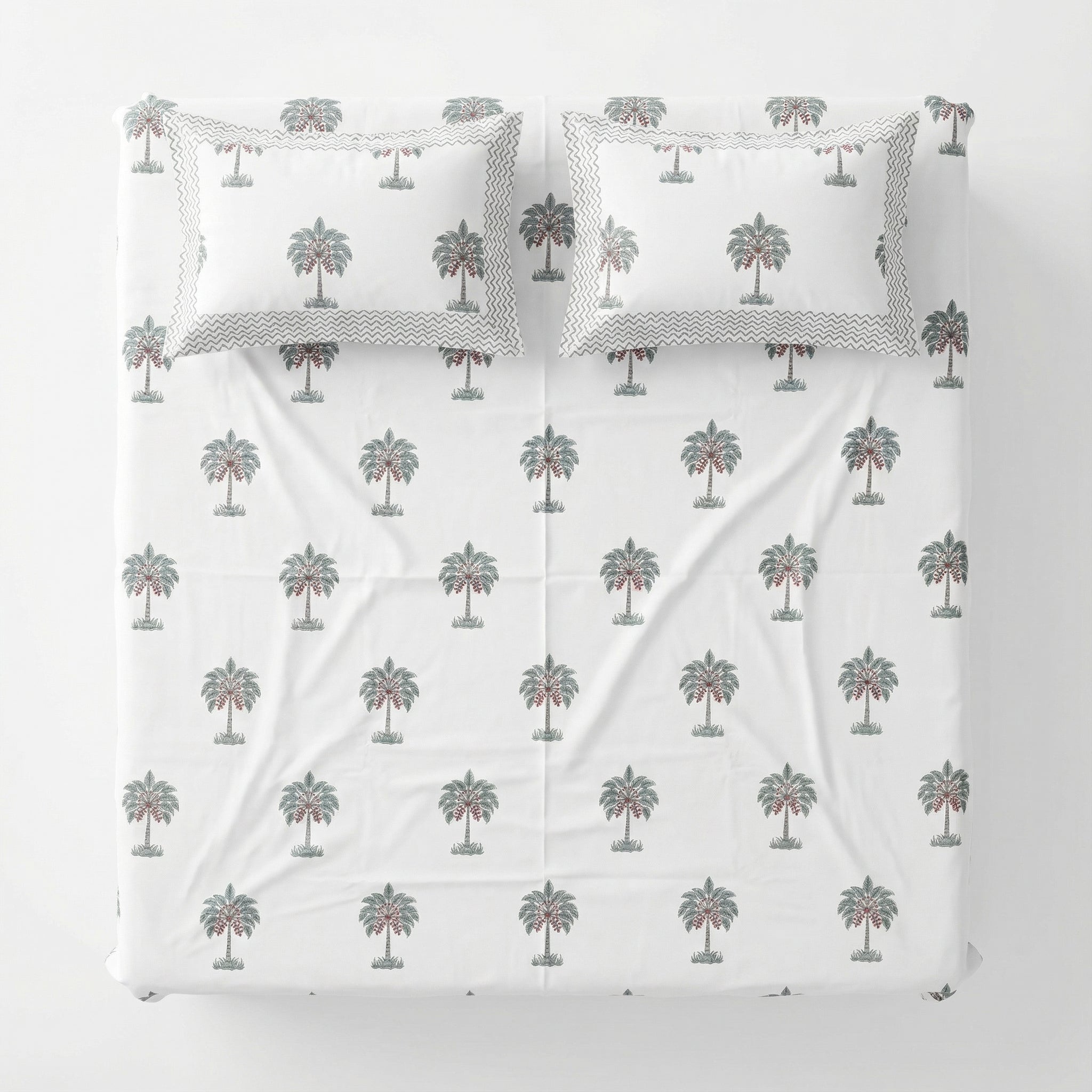 White Pine Tree Design Bedsheet – Super King Size | 100% Pure Cotton