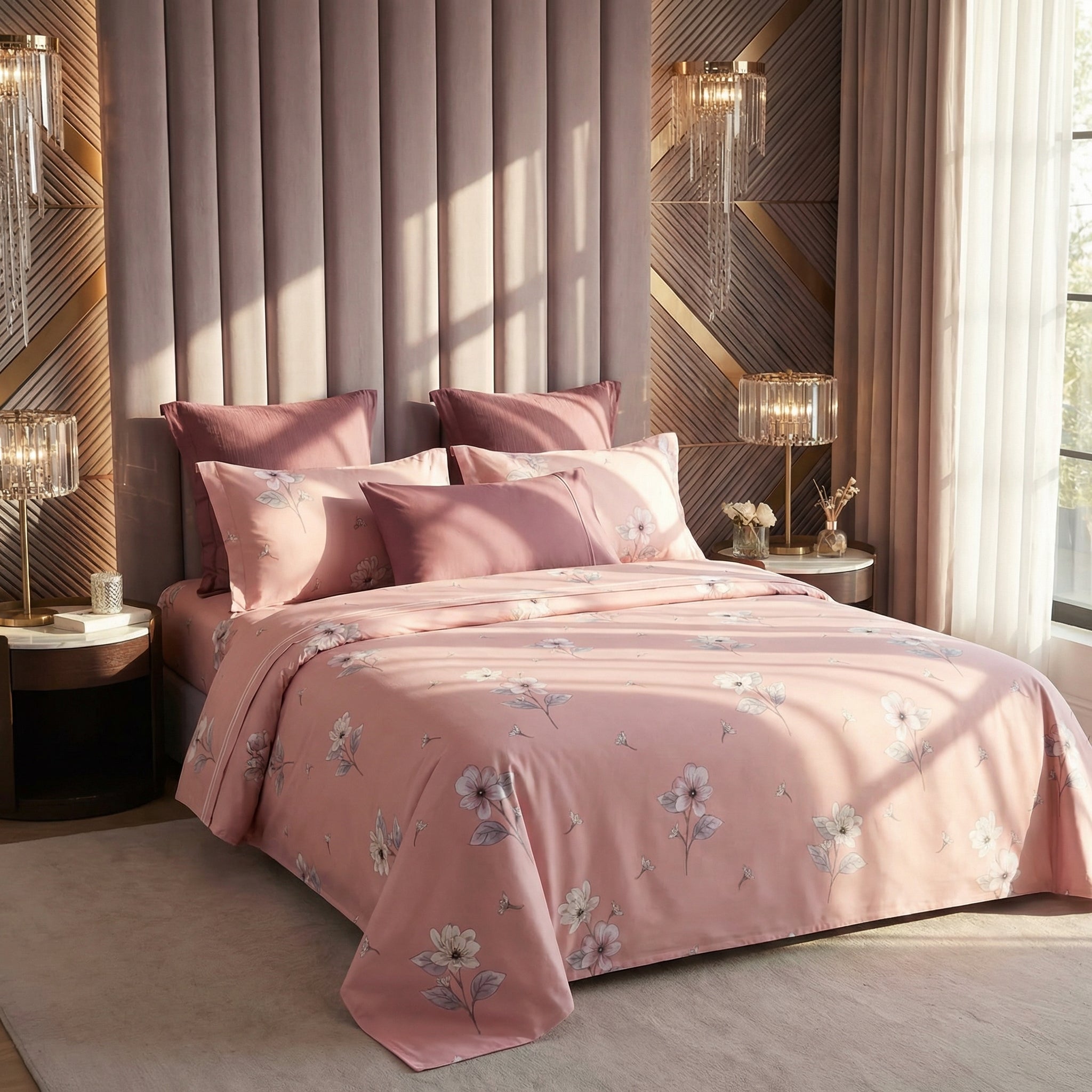 Dsence Elite Floral Bedsheet – Super King Size | 100% Pure Cotton 600 TC