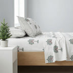 White Pine Tree Design Bedsheet – Super King Size | 100% Pure Cotton
