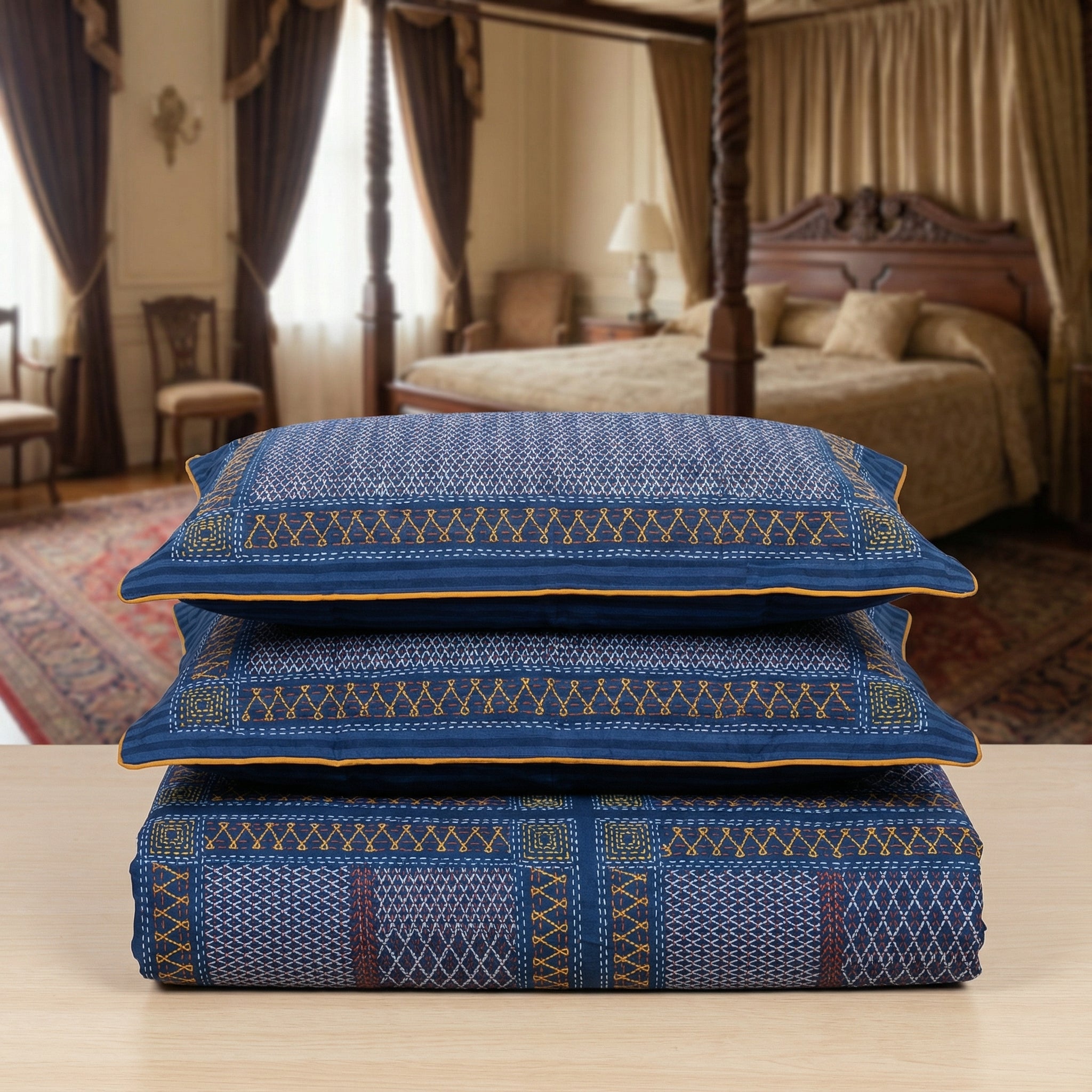 Ethnic Printed Bedsheet - Super King Size | 100% Pure Cotton 300 TC