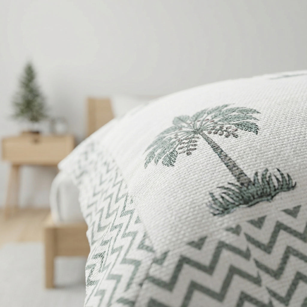 White Pine Tree Design Bedsheet – Super King Size | 100% Pure Cotton
