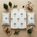 White Pine Tree Design Bedsheet – Super King Size | 100% Pure Cotton