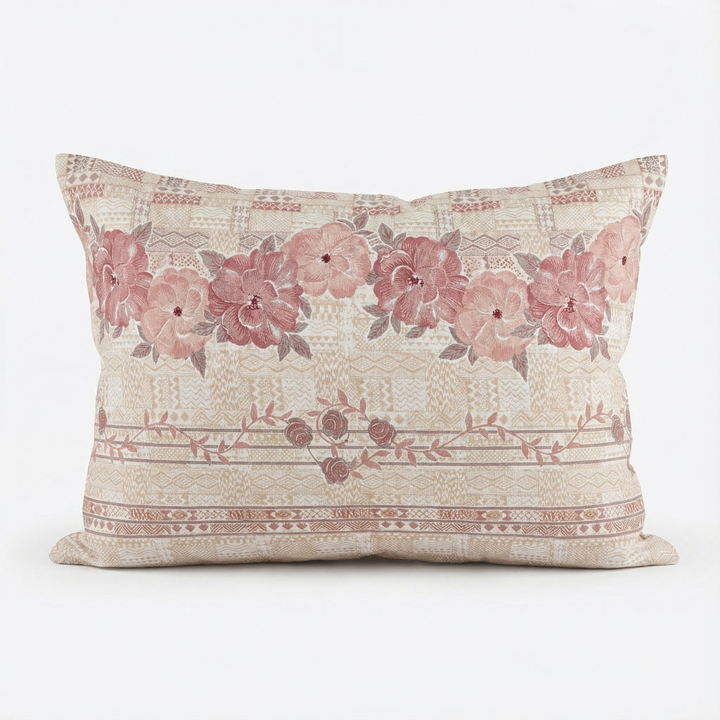 Blush Sand Bloom Floral Bedsheet – Queen Size | 100% Pure Cotton