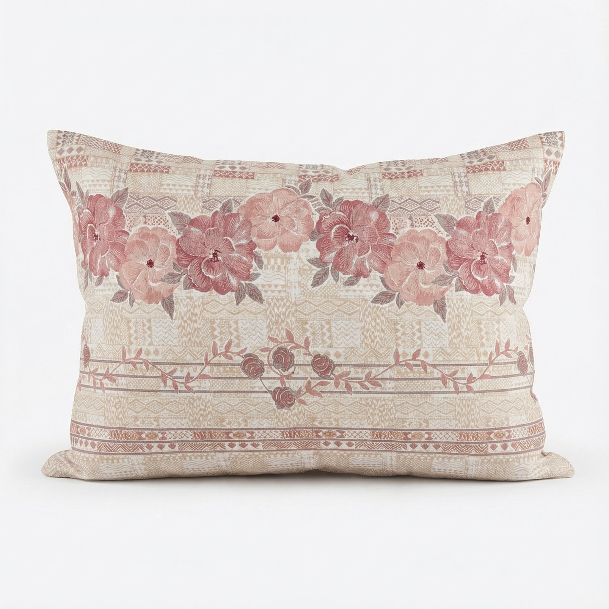 Blush Sand Bloom Floral Bedsheet – Queen Size | 100% Pure Cotton