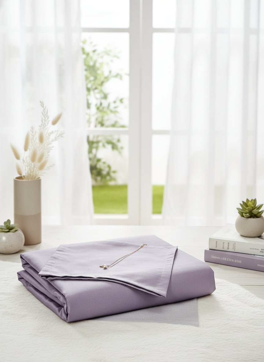 New Lilac Solid Bedsheet – Super King Size | 100% Pure Cotton