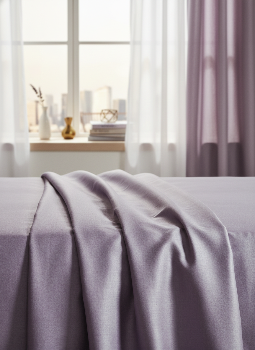 New Lilac Solid Bedsheet – Super King Size | 100% Pure Cotton