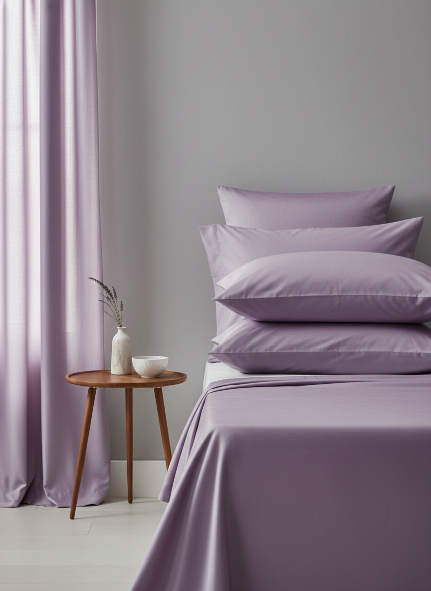 New Lilac Solid Bedsheet – Super King Size | 100% Pure Cotton