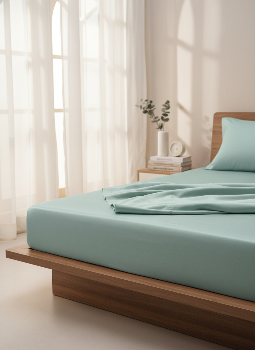 Mint Solid Bedsheet – Super King Size | 100% Pure Cotton