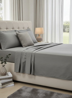 Dizzle Grey Solid Bedsheet – Super King Size | 100% Pure Cotton