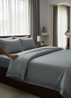 Dizzle Grey Solid Bedsheet – Super King Size | 100% Pure Cotton