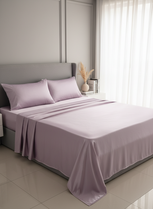 Lilac Solid Bedsheet – Super King Size | 100% Pure Cotton
