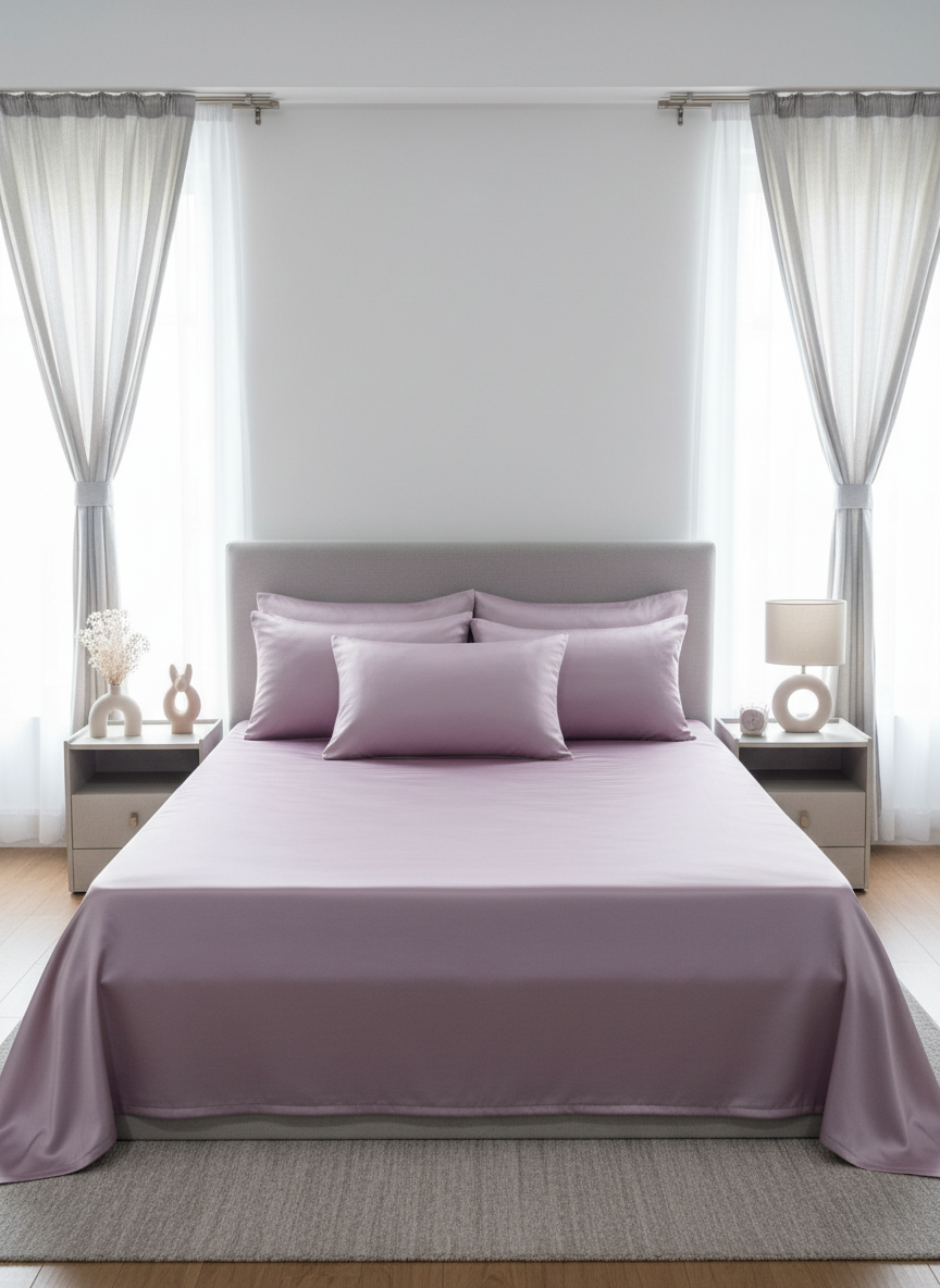 Lilac Solid Bedsheet – Super King Size | 100% Pure Cotton