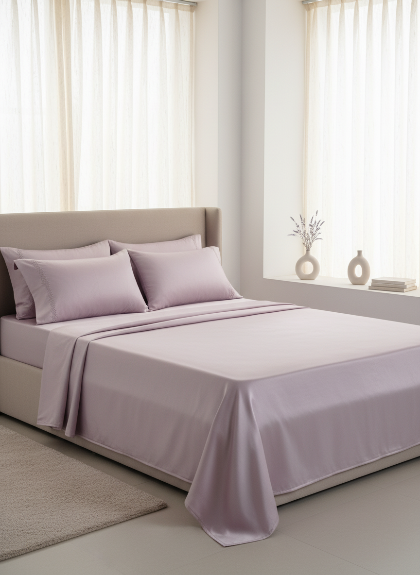 Lilac Solid Bedsheet – Super King Size | 100% Pure Cotton