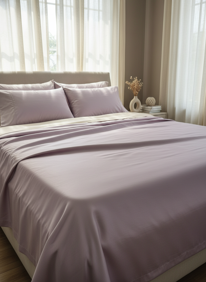 Lilac Solid Bedsheet – Super King Size | 100% Pure Cotton
