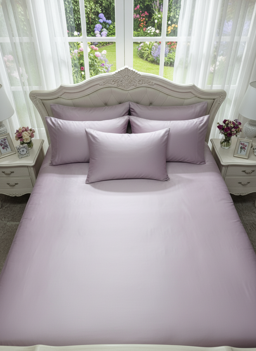 Lilac Solid Bedsheet – Super King Size | 100% Pure Cotton