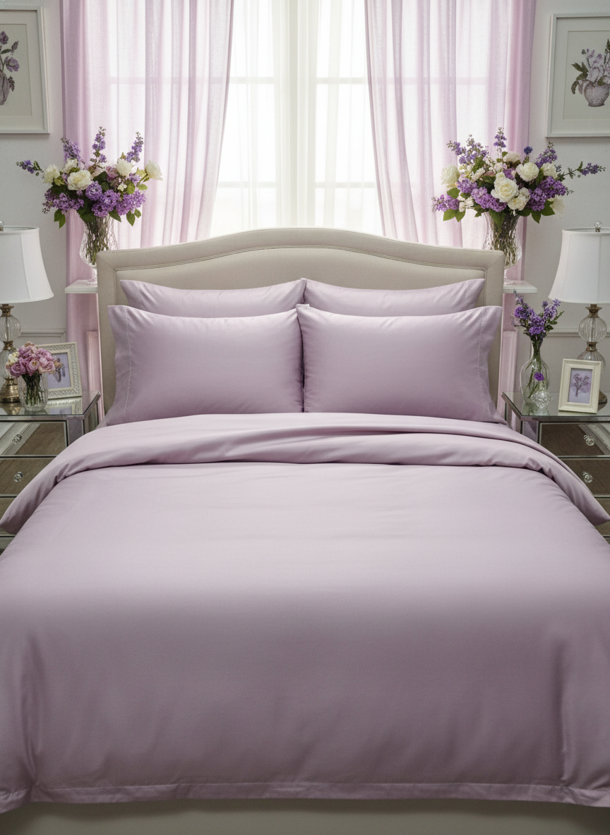 Lilac Solid Bedsheet – Super King Size | 100% Pure Cotton