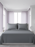 Dizzle Grey Solid Bedsheet – Super King Size | 100% Pure Cotton
