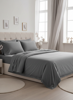 Dizzle Grey Solid Bedsheet – Super King Size | 100% Pure Cotton