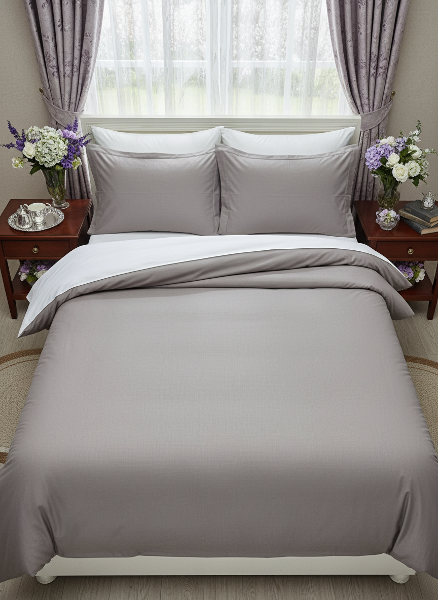 Steel Grey Solid Bedsheet – Super King Size | 100% Pure Cotton