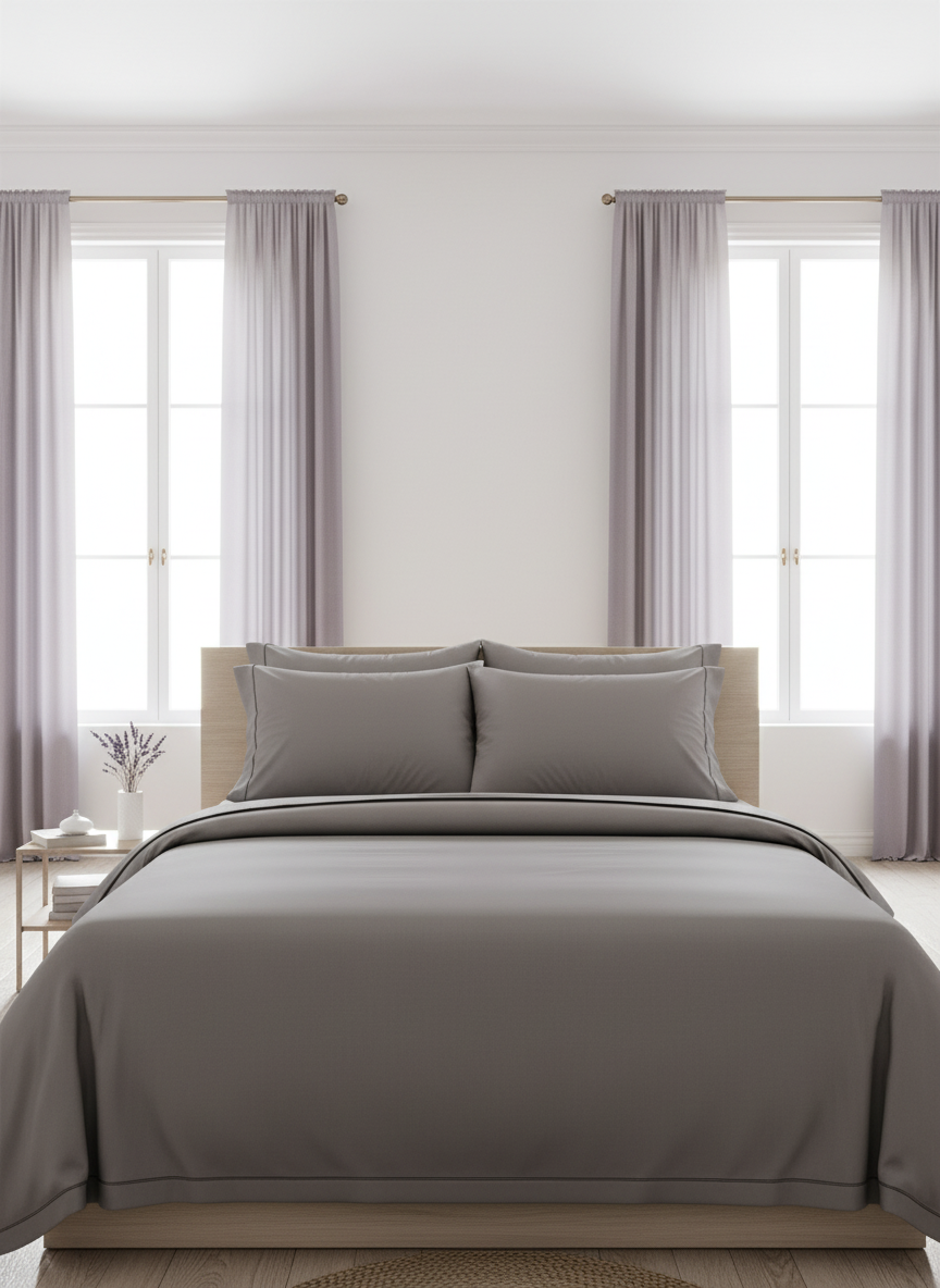 Steel Grey Solid Bedsheet – Super King Size | 100% Pure Cotton