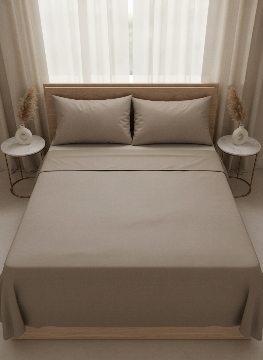Taupe Solid Bedsheet – Super King Size | 100% Pure Cotton