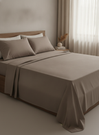 Taupe Solid Bedsheet – Super King Size | 100% Pure Cotton