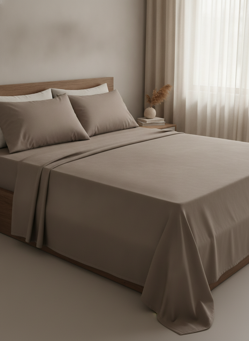 Taupe Solid Bedsheet – Super King Size | 100% Pure Cotton