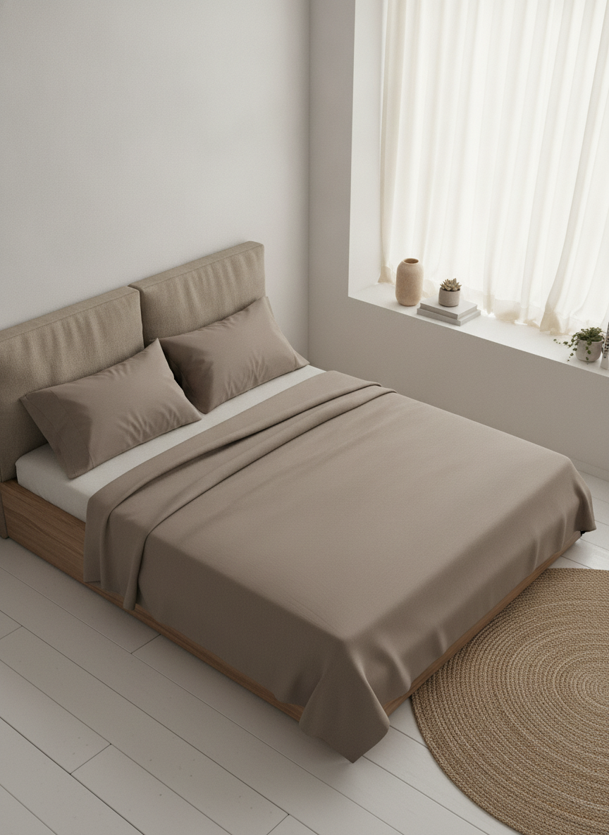 Taupe Solid Bedsheet – Super King Size | 100% Pure Cotton