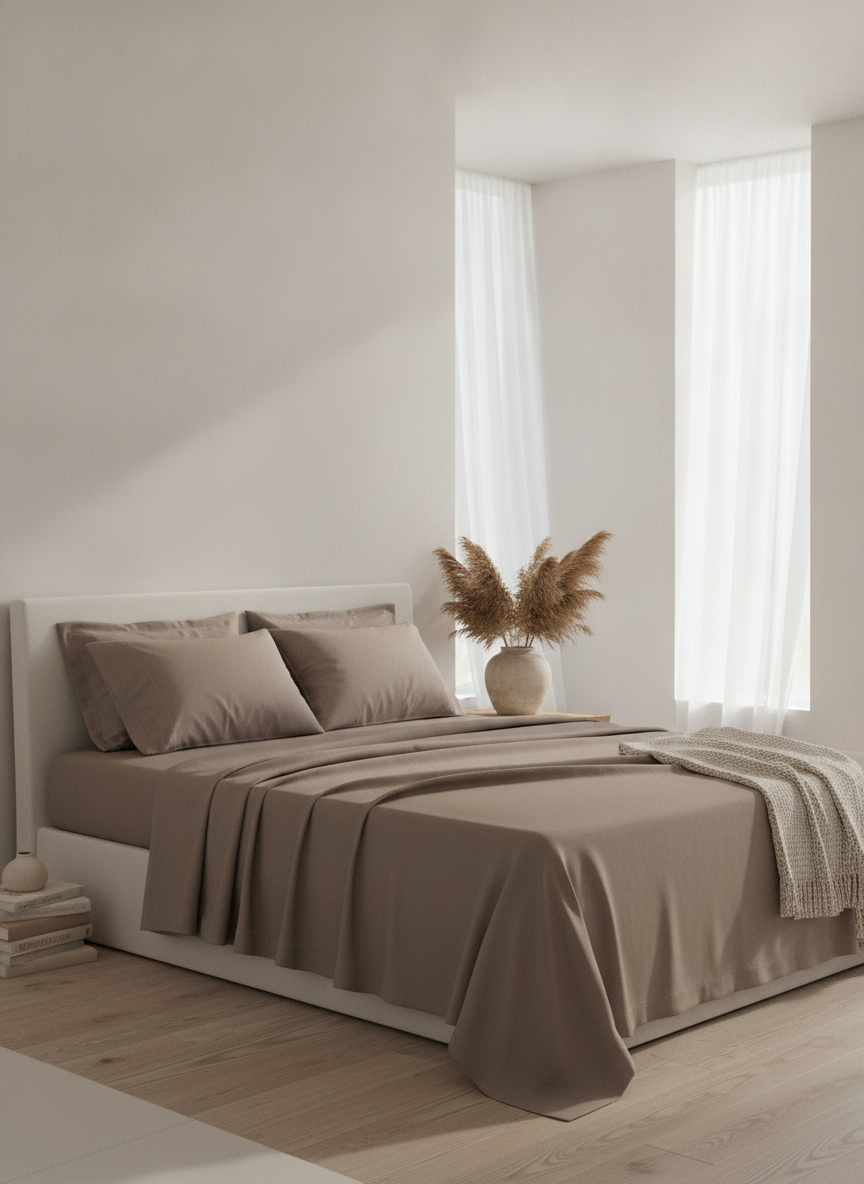 Taupe Solid Bedsheet – Super King Size | 100% Pure Cotton