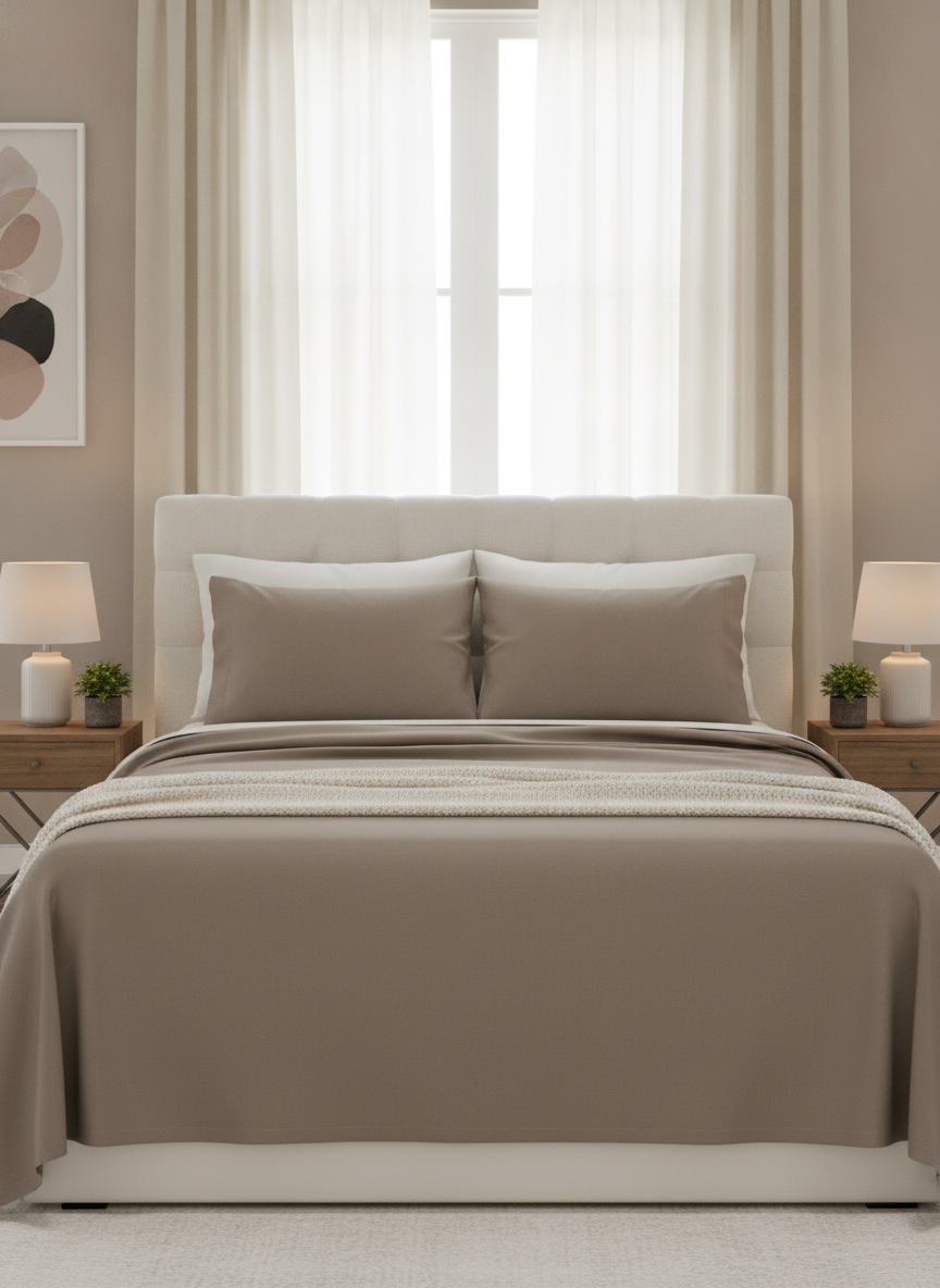 Taupe Solid Bedsheet – Super King Size | 100% Pure Cotton