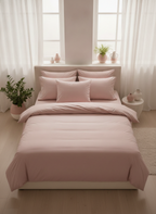 Muted Blush Pink Solid Bedsheet – Super King Size | 100% Pure Cotton