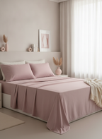 Muted Blush Pink Solid Bedsheet – Super King Size | 100% Pure Cotton