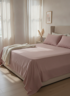 Muted Blush Pink Solid Bedsheet – Super King Size | 100% Pure Cotton