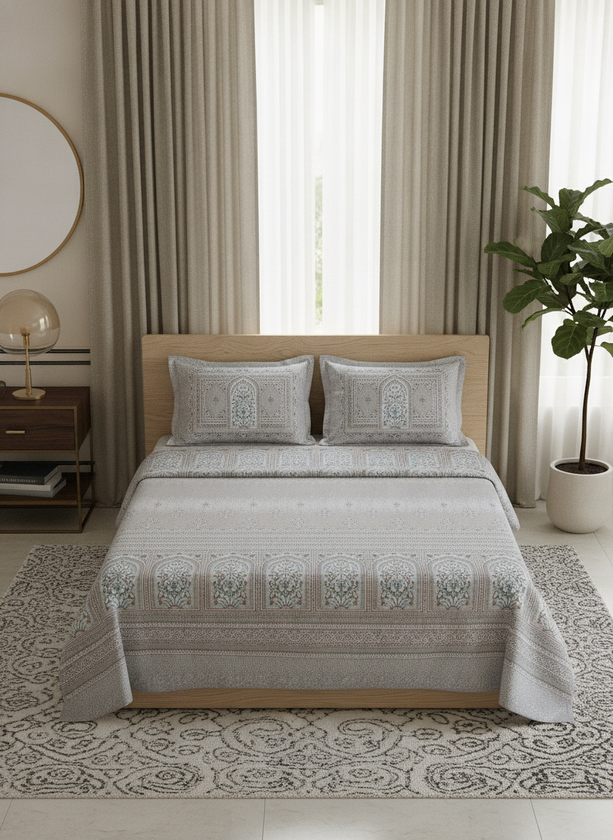 Jaipur Print Ethnic Bedsheet – Queen Size | 100% Pure Cotton 350 TC